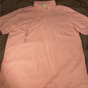 Walter Hagen Men's Orange and White Patterned Polo